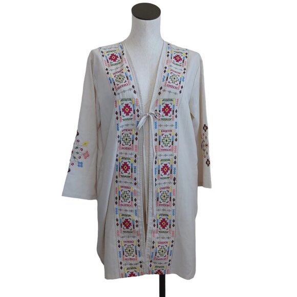 Umgee USA Embroidered Cardigan Open Front with Tie and Pockets Size Small NEW - Picture 1 of 12